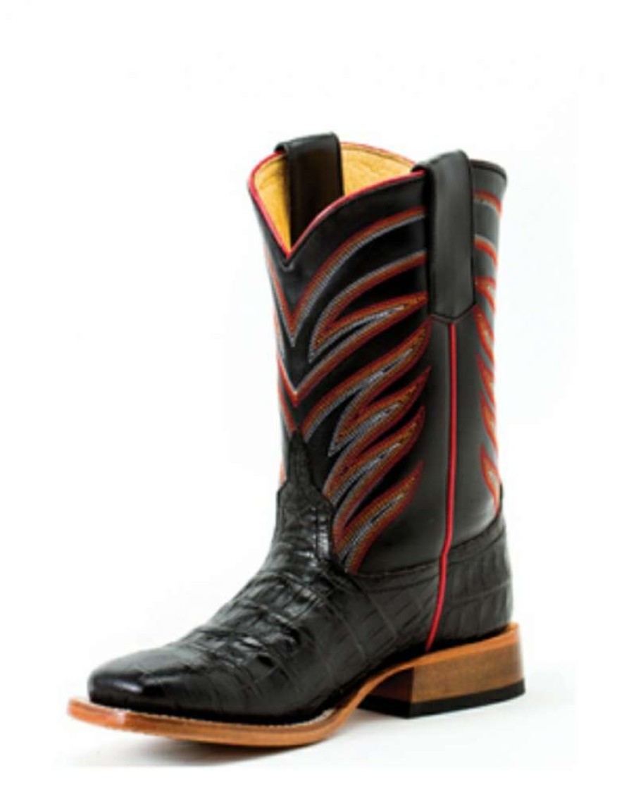 Cowboy Boots * | Limited Edition Anderson Bean Boot Company Kids' Black Caiman Print