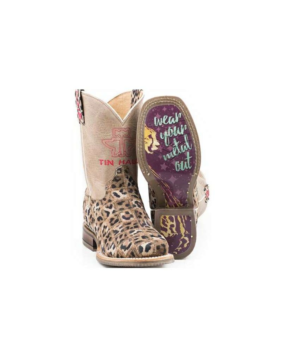 Cowboy Boots * | Bestsellers Tin Haul Kids' Wild Patch Cheetah Sole Boot