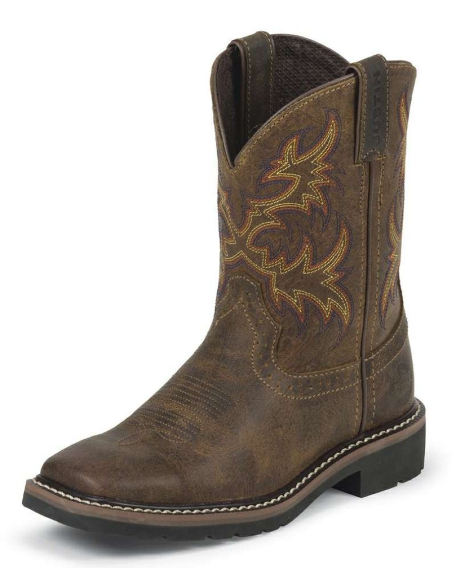 Cowboy Boots * | Exclusive Design Justin Kids' Rugged Tan Buffalo Boots Child