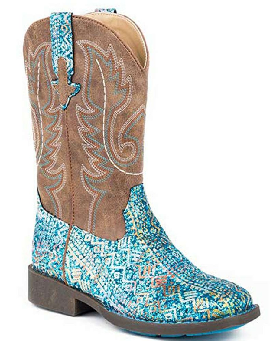 Cowboy Boots * | Crazy Deals Roper Girls' Glitter Aztec Boot