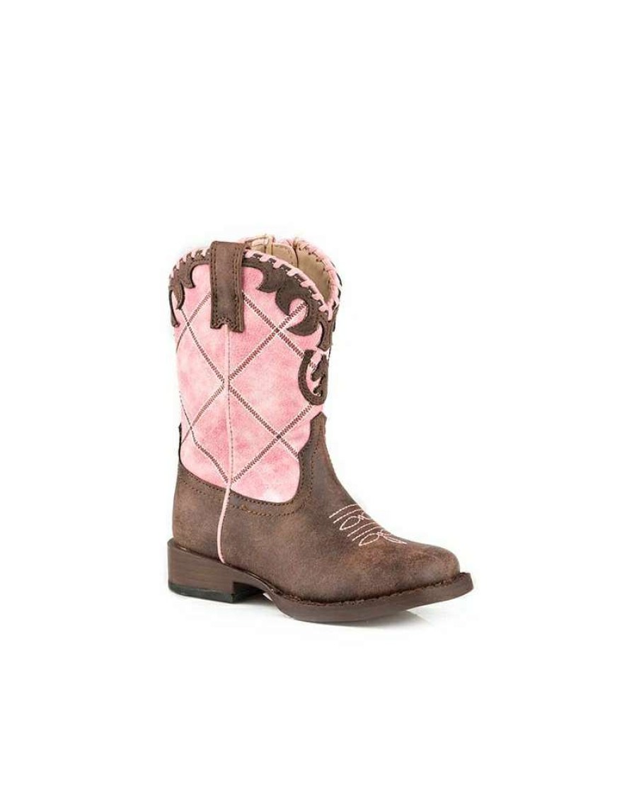 Cowboy Boots * | Unique Roper Girls' Square Toe Pink Top Boot