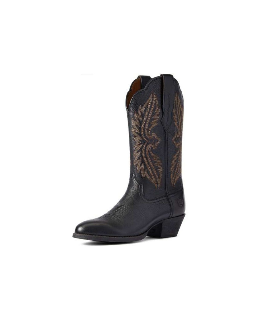 Cowboy Boots * | 100% Guarantee Ariat Ladies' Heritage R Toe Black