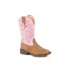 Cowboy Boots * | Bargain Sale Roper Girls' Youth Tan & Pink Square Toe