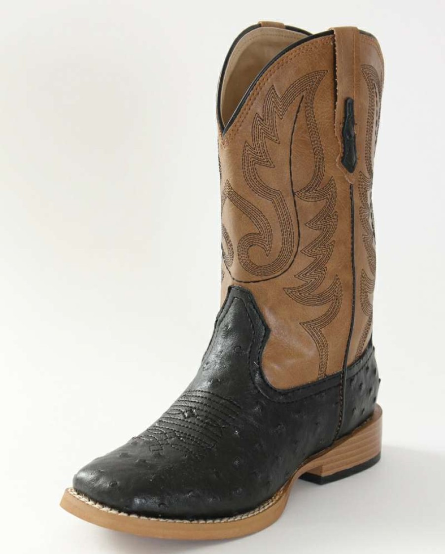 Cowboy Boots * | Opening Sales Roper Boys' Faux Ostrich Vamp Square Toe Boots Child