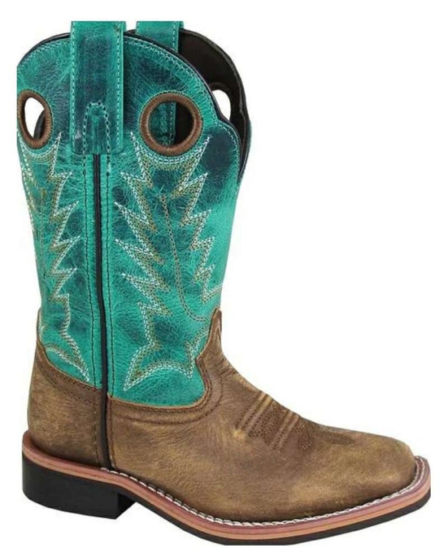 Cowboy Boots * | Cut Price Smoky Mountain Boots Boys' Youth Square Toe Brown/Turq