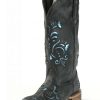 Cowboy Boots * | Classical Roper Ladies' Metallic Blue Inlay Boots