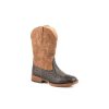 Cowboy Boots * | Reliable Quality Roper Kids' Rubber Sole Brown Faux Ostrich W/ Tan Shaft Boots