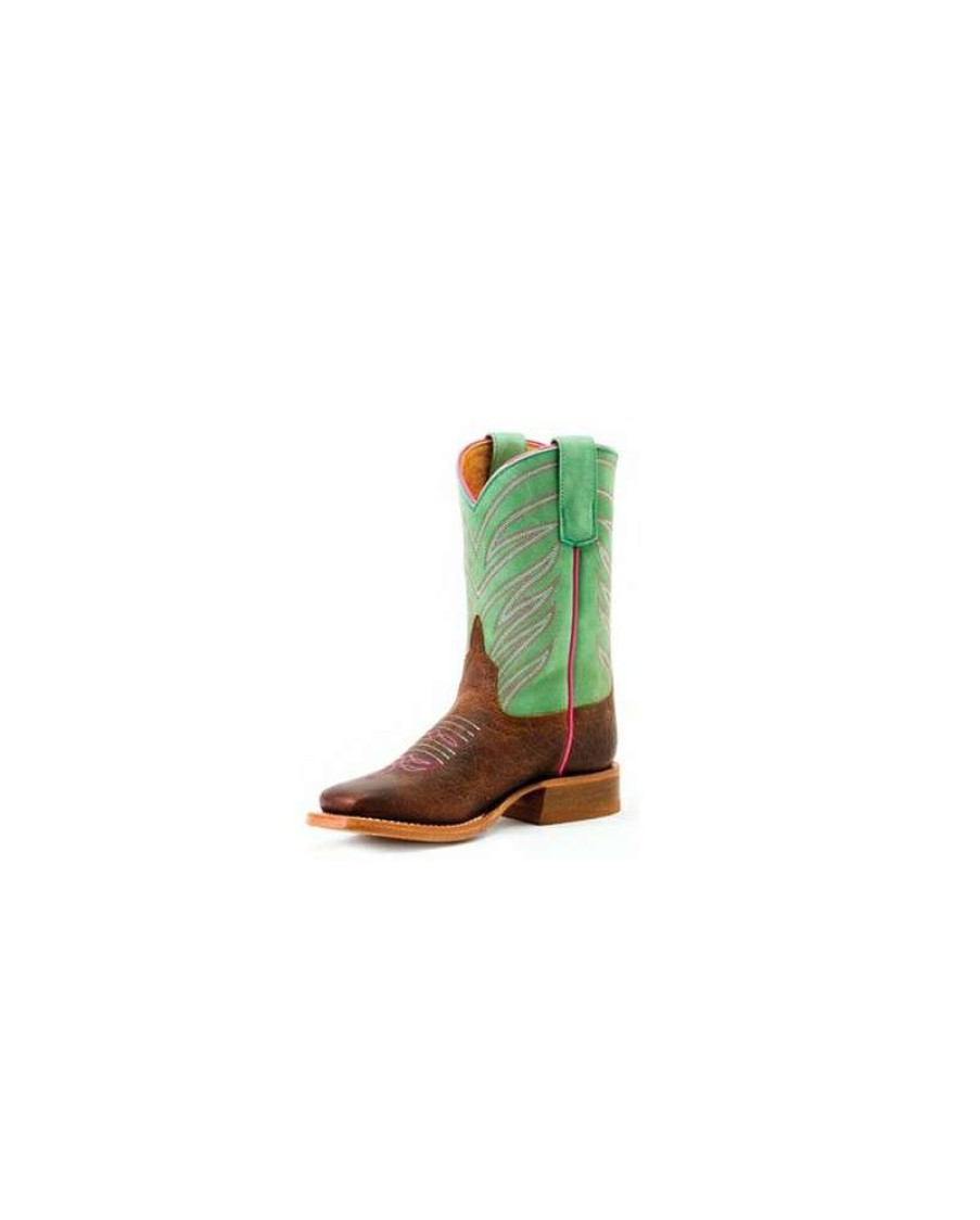 Cowboy Boots * | Bestsellers Anderson Bean Boot Company Girls' Kids Toast Bison Green Top