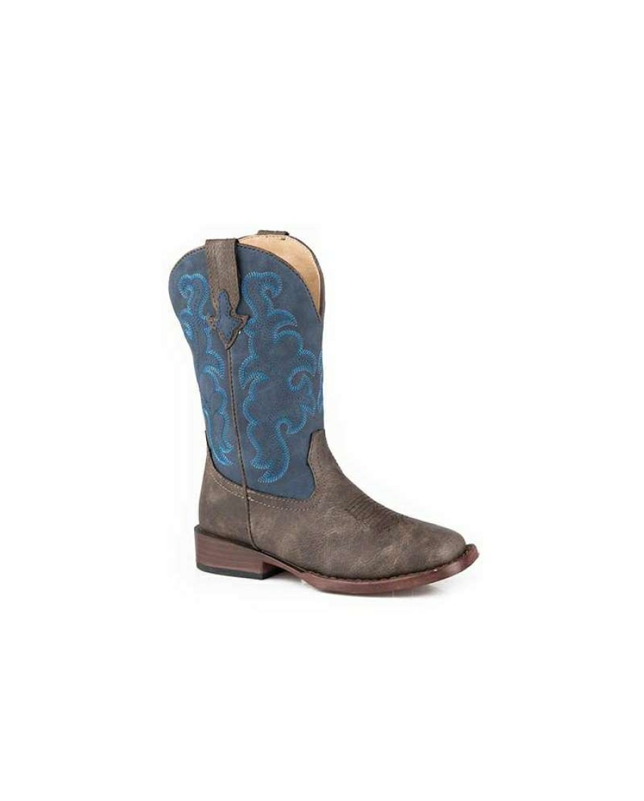 Cowboy Boots * | Unique Roper Boys' Youth Brown/Navy Square Toe