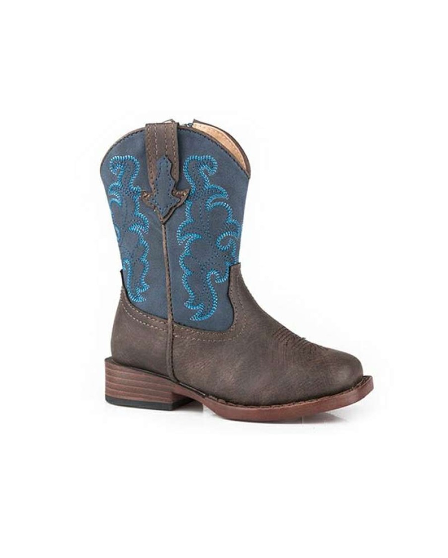 Cowboy Boots * | Reliable Quality Roper Boys' Toddler Brown/Navy Square Toe