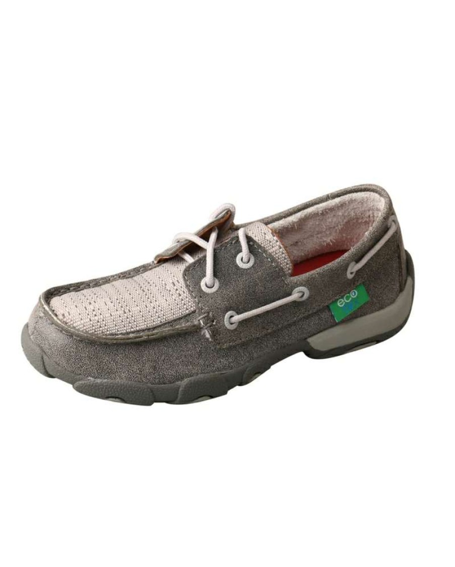 Cowboy Boots * | Unique Twisted X Kids' Boat Shoe Driving Moc Grey & Light Grey