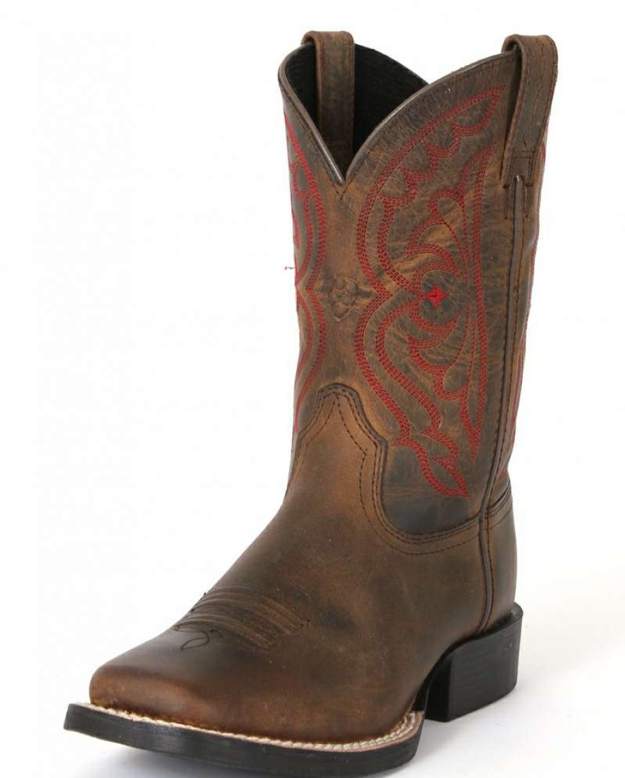 Cowboy Boots * | Fashion Ariat Kids' Quickdraw Distressed Brown Western Boots Child And Youth