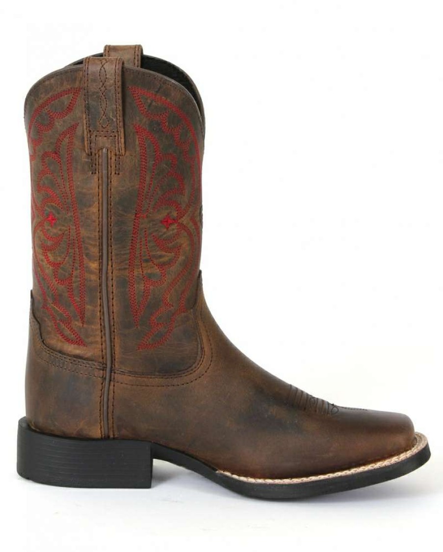 Cowboy Boots * | Fashion Ariat Kids' Quickdraw Distressed Brown Western Boots Child And Youth