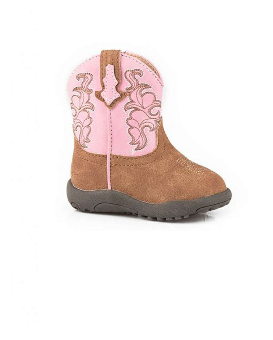 Cowboy Boots * | Reliable Quality Roper Girls' Infant Tan & Pink Square Toe