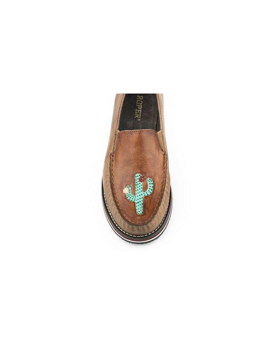 Cowboy Boots * | Latest Roper Ladies' Lone Catcus Tooled Moccasin