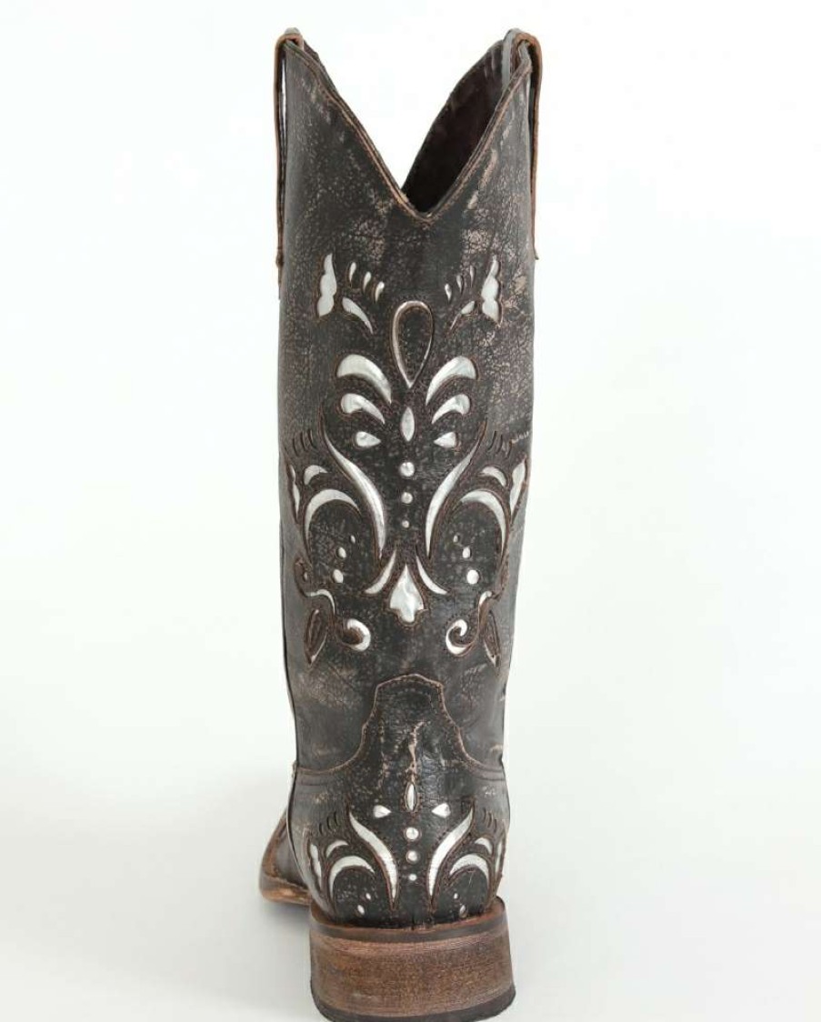 Cowboy Boots * | Classical Roper Ladies' Metallic Silver Inlay Boots