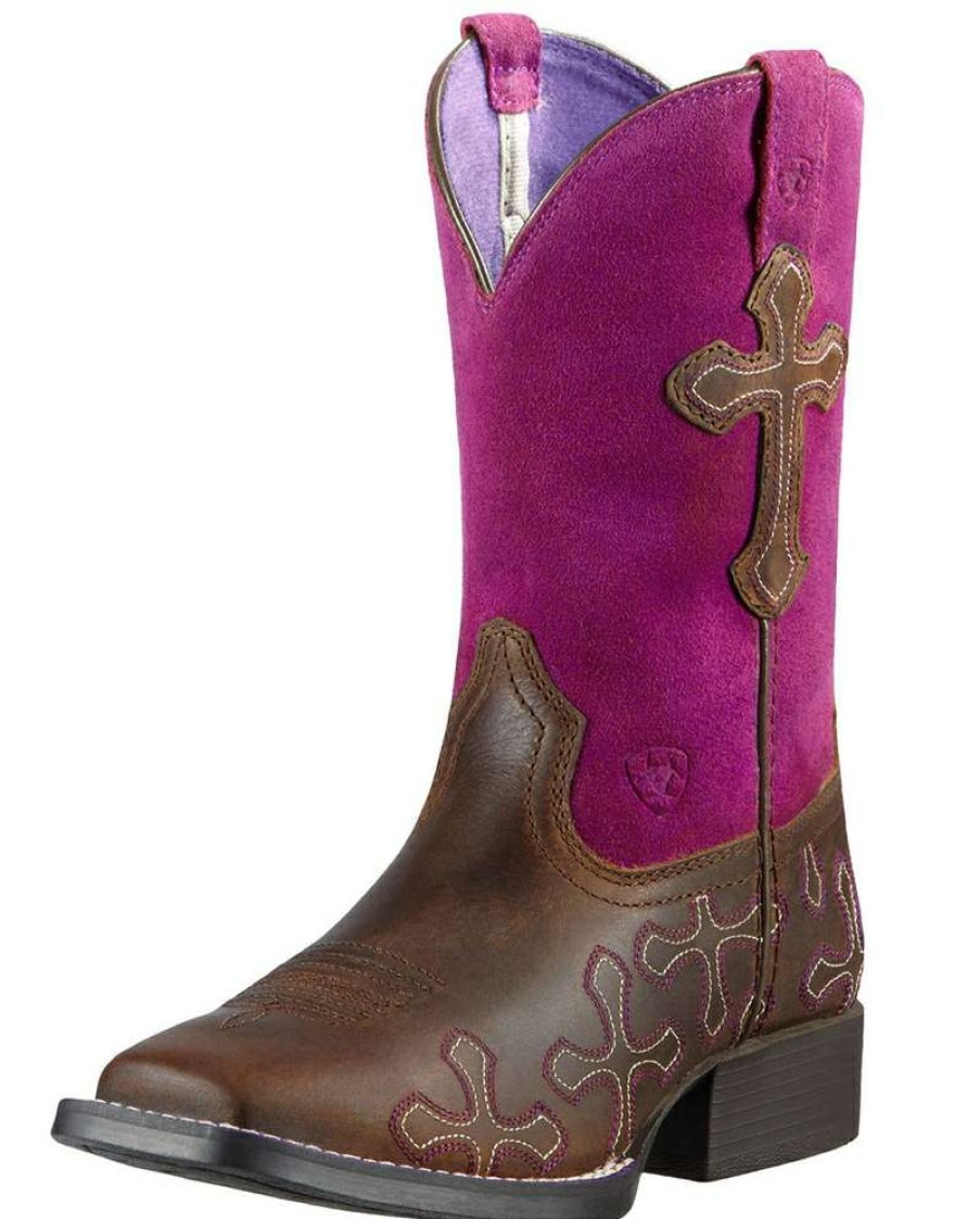 Cowboy Boots * | Cheap Online Ariat Girls' Crossroads Fuchsia Boots Child And Youth