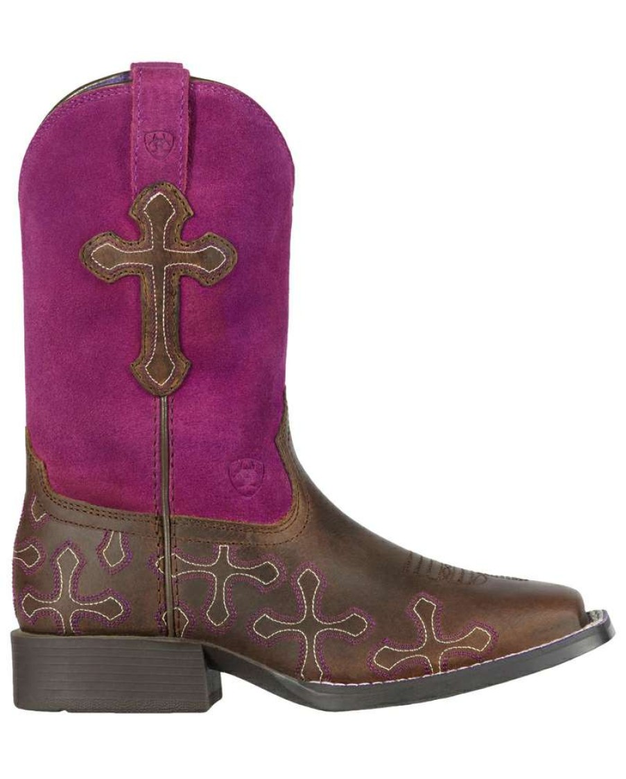 Cowboy Boots * | Cheap Online Ariat Girls' Crossroads Fuchsia Boots Child And Youth