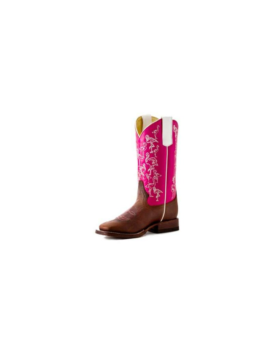 Cowboy Boots * | Unique Anderson Bean Boot Company Girls' Macie Bean Pink Flamingo Boot Youth