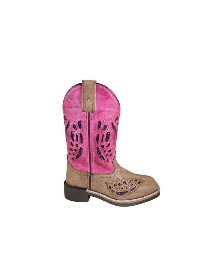 Cowboy Boots * | Bargain Sale Smoky Mountain Boots Girls' Trixie Distressed Brown/Pink