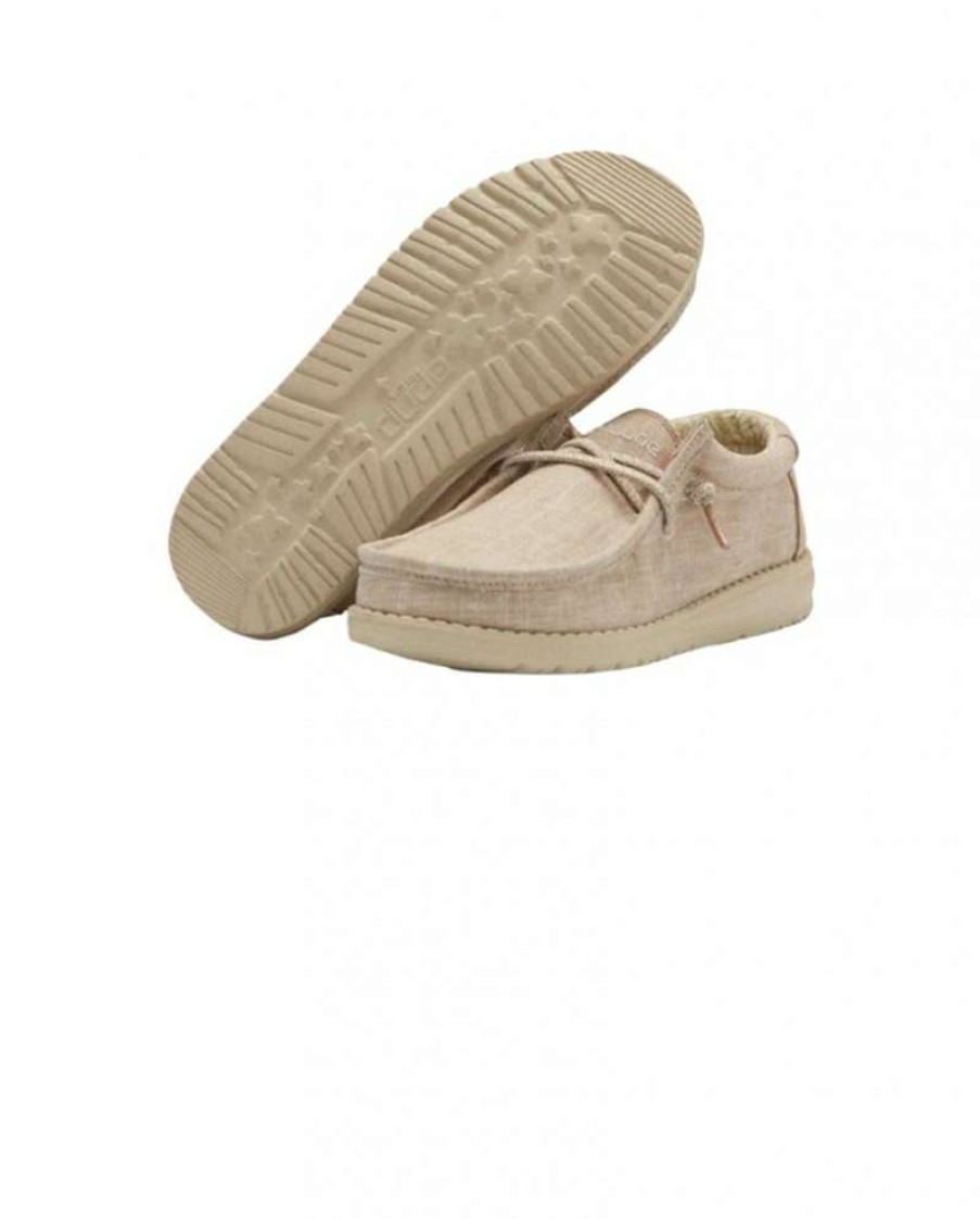 Cowboy Boots * | Premium Hey Dude Shoes Boys' Wally Beige Shoes