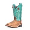 Cowboy Boots * | Reliable Quality Smoky Mountain Boots Girls' Childs Square Toe Brn/Turq