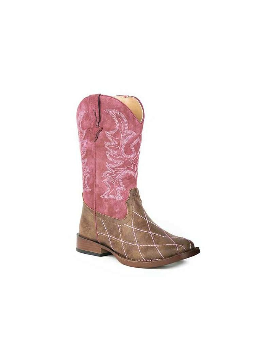 Cowboy Boots * | Opening Sales Roper Girls' Pink Diamond Stitch Boots