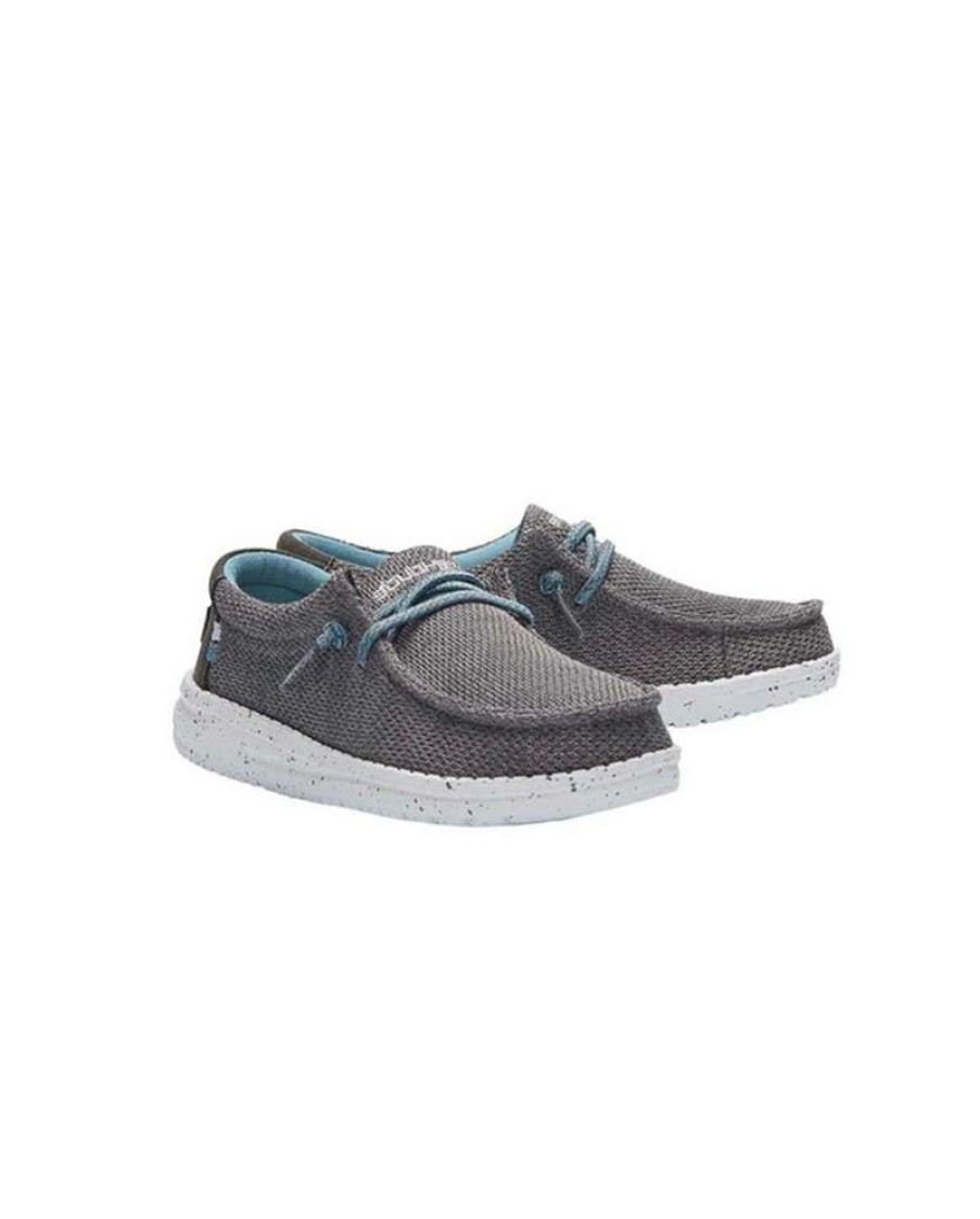 Cowboy Boots * | Bestsellers Hey Dude Shoes Kids' Youth Wally Sharkskin Grey