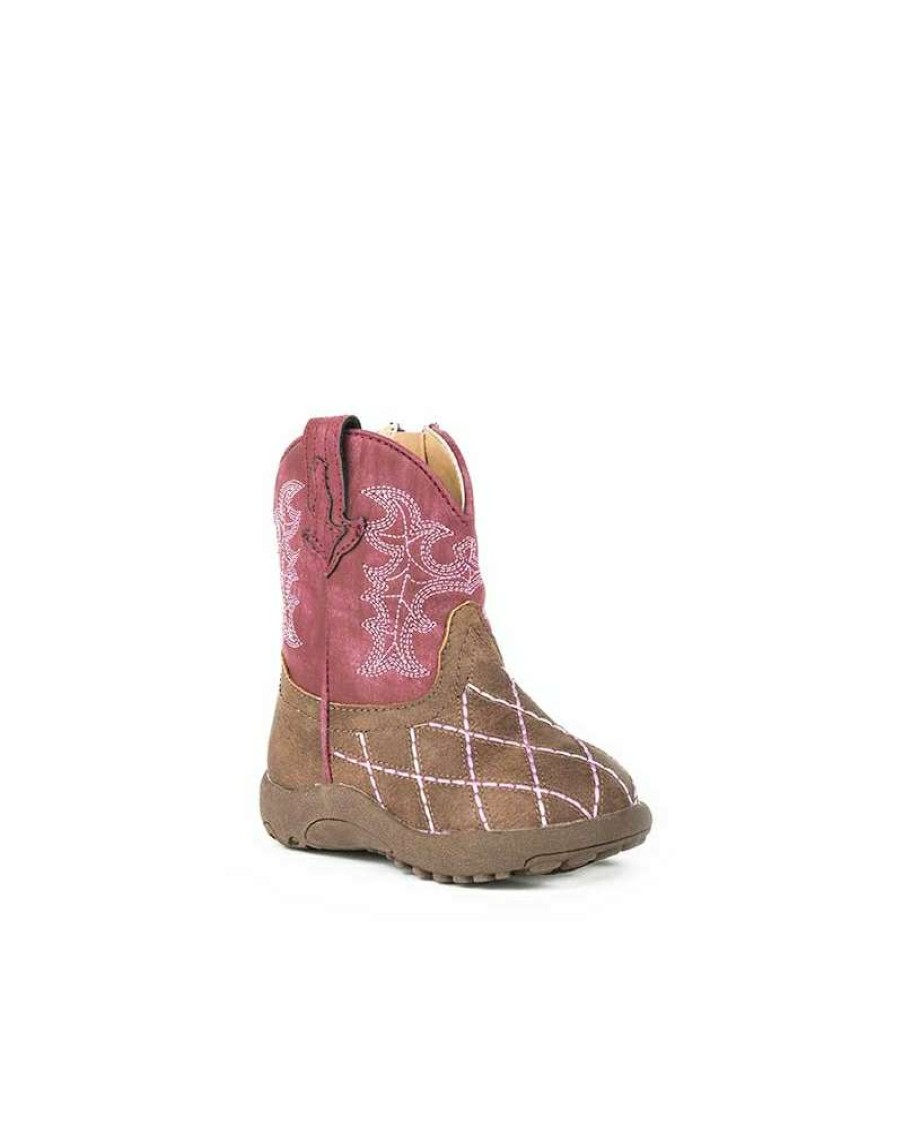 Cowboy Boots * | 100% Guarantee Roper Girls' Pink Diamond Stitch Boots Infant