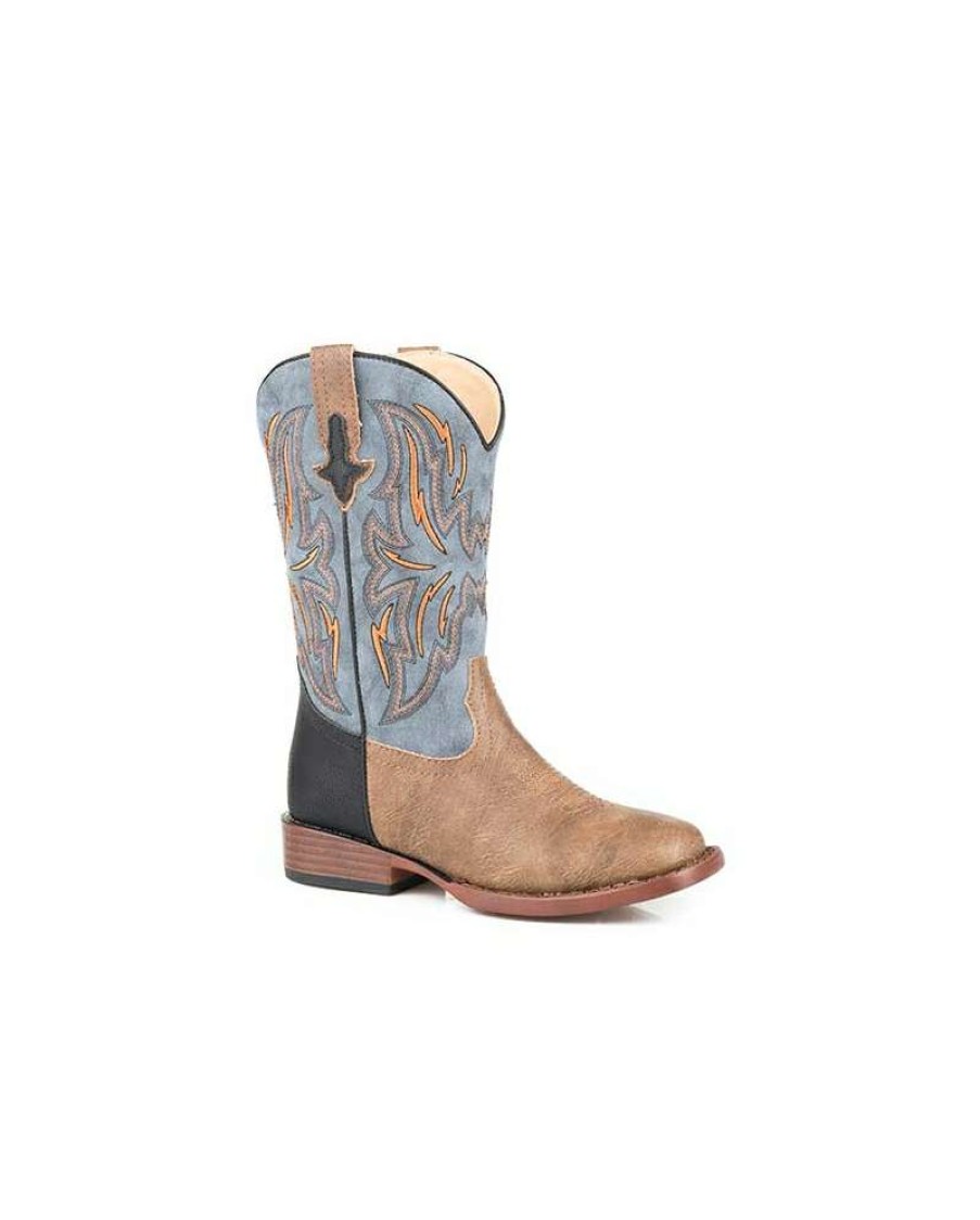 Cowboy Boots * | Unique Roper Kids' Tan And Blue Square Toe