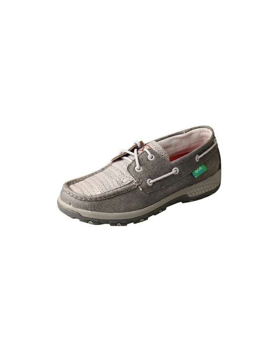 Cowboy Boots * | Fashion Twisted X Ladies' Boat Shoe Driving Moc Grey & Light Grey