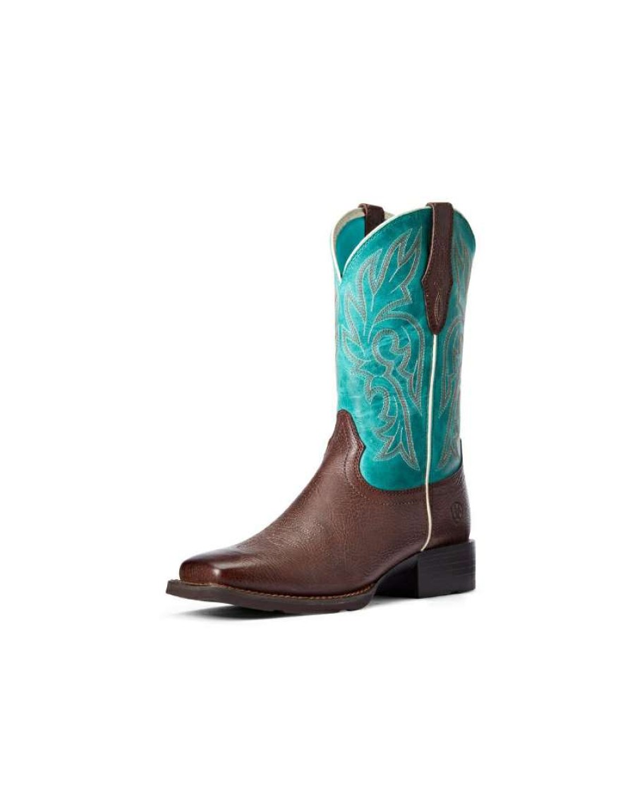 Cowboy Boots * | Limited Edition Ariat Ladies' Cattle Drive Brown/Turquoise