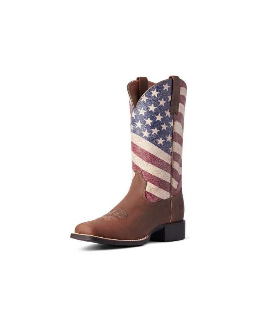 Cowboy Boots * | Opening Sales Ariat Ladies' Round Up Patriot Sq Toe