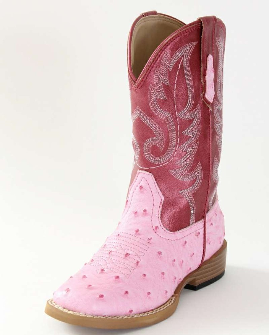 Cowboy Boots * | New Arrivals Roper Girls' Pink Faux Ostrich Boots Child