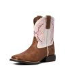 Cowboy Boots * | 100% Guarantee Ariat Girls' Double Kick Tan/Pink Boot