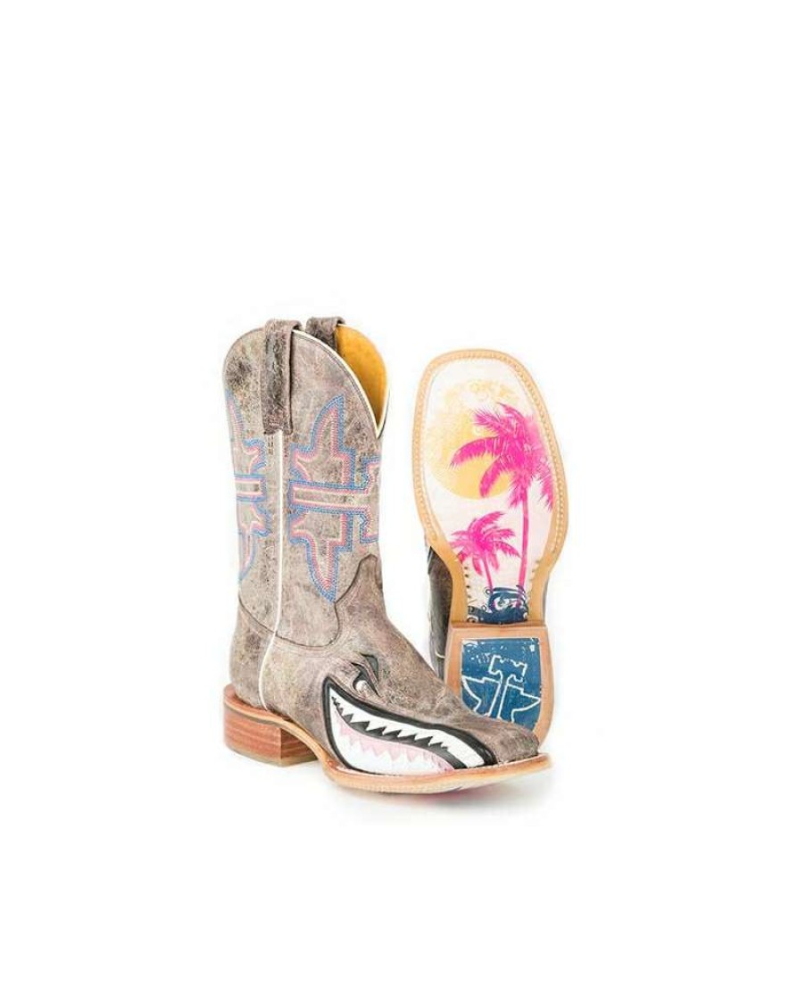 Cowboy Boots * | Limited Edition Tin Haul Ladies' Gnarly Shark Boots