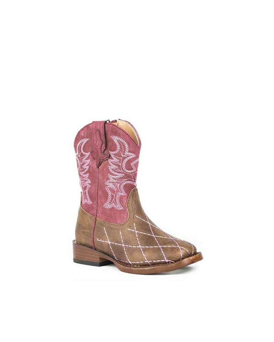 Cowboy Boots * | Discount Store Roper Girls' Pink Diamond Stitch Boots Toddler