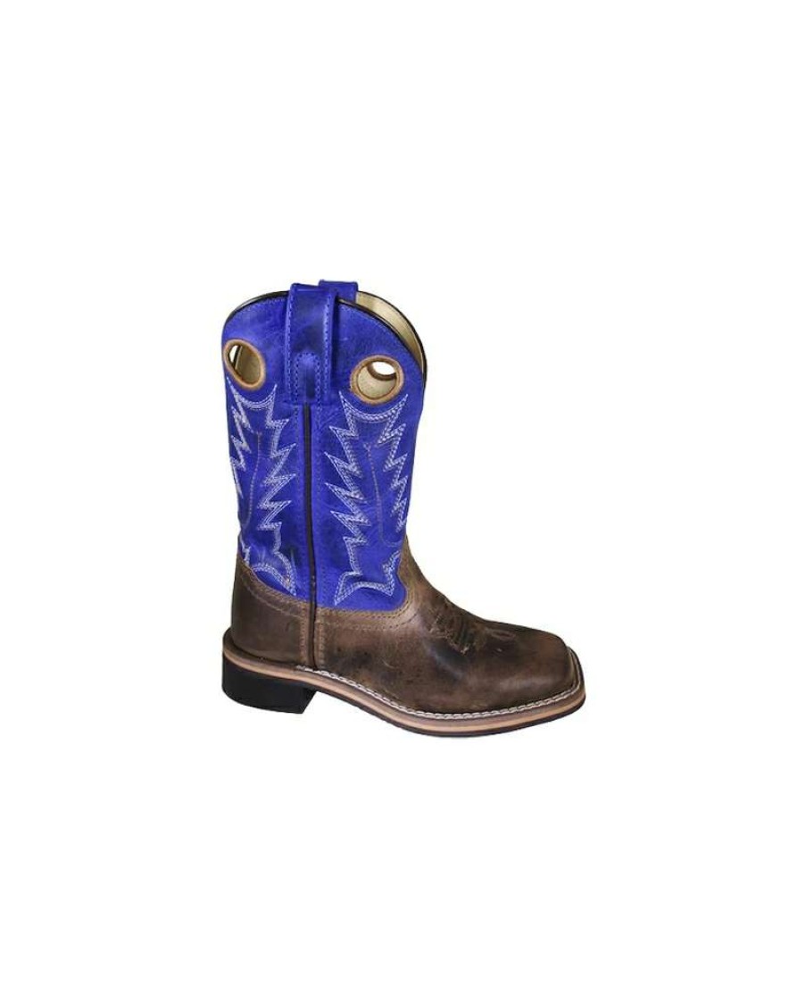 Cowboy Boots * | Exclusive Design Smoky Mountain Boots Kids' Dusty Blue/Brown Square Toe