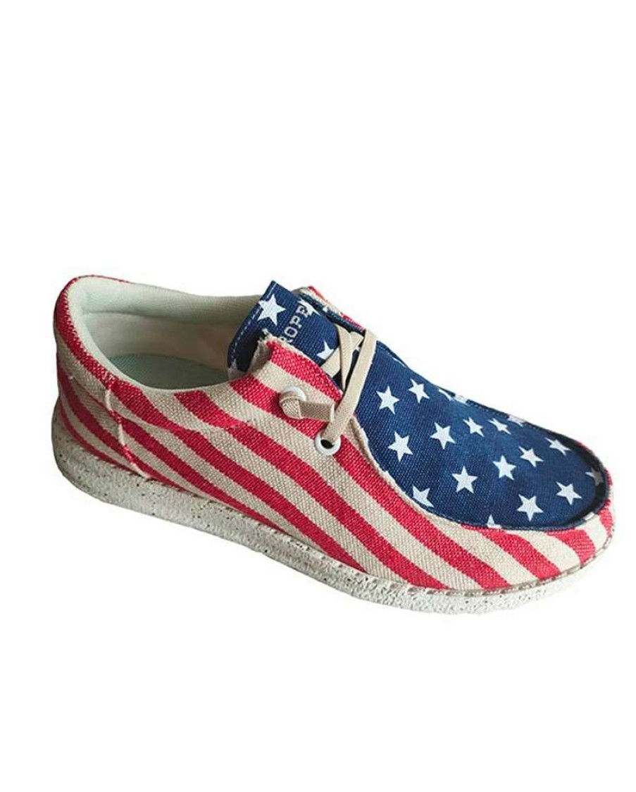 Cowboy Boots * | Fashion Roper Kids' All Over Flag Canvas Shoe