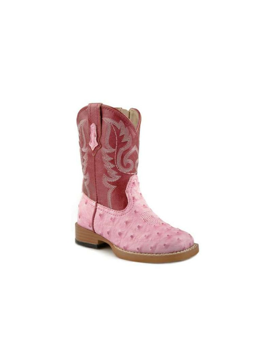 Cowboy Boots * | Fashion Roper Girls' Toddler Pink Ostrich Boots